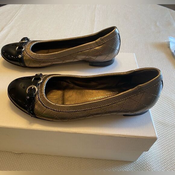 AGL cap to patent leather and quilted puter metallic flats size 6.5 Italy - Picture 8 of 8